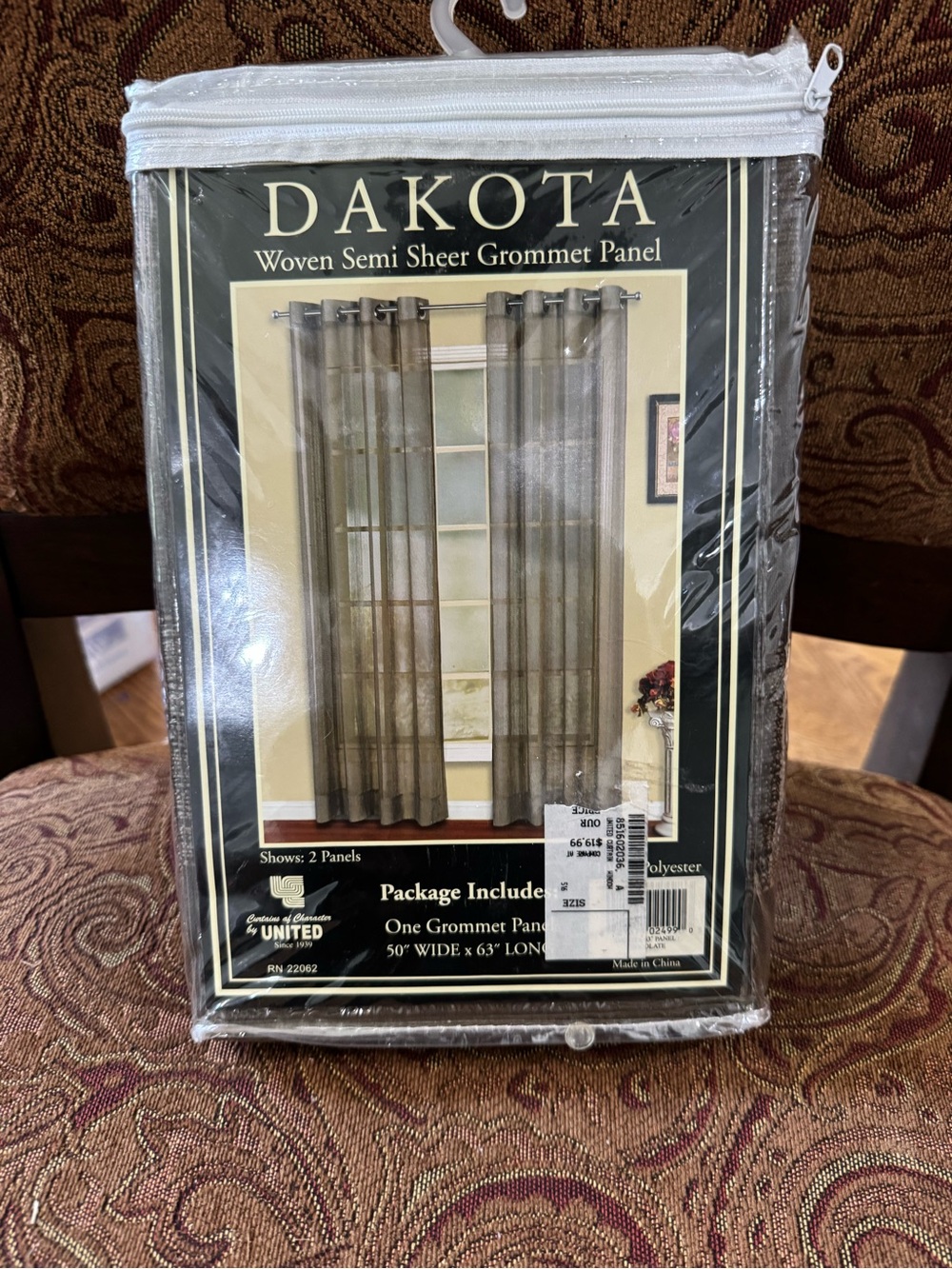 Dakota woven Semi Sheer Grommet Panel Curtain - Brown
50x63
